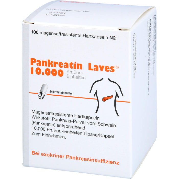 Pankreatin Laves 10.000 Ph.Eur.-Einheiten Hartkapseln Verdauungsenzyme, 100 pc Capsules