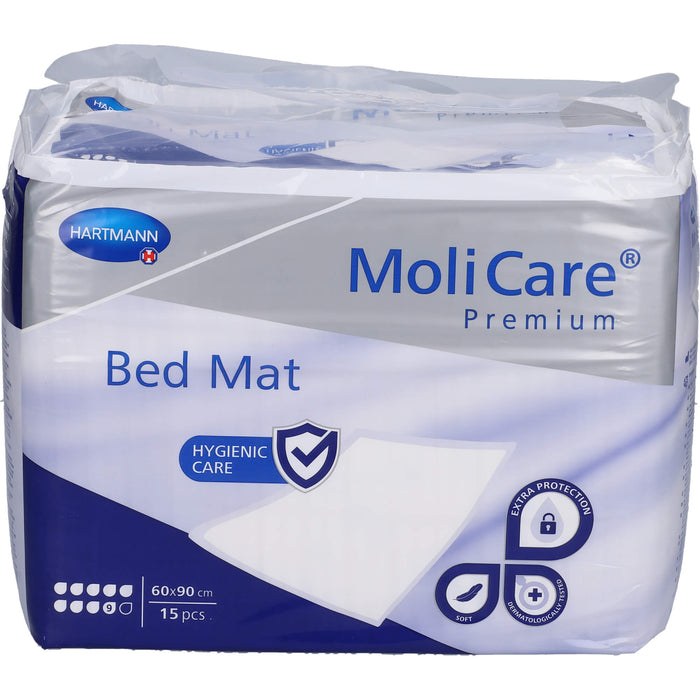 MoliCare Premium Bed Mat 9 Tropfen 60 x 90 cm saugstarke Bettschutzeinlagen, 15 St. Unterlagen