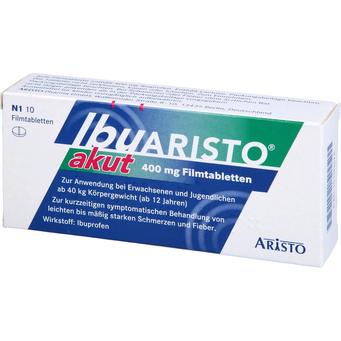 ARISTO Ibu akut 400 mg Filmtabletten bei Schmerzen und Fieber, 10 pc Tablettes