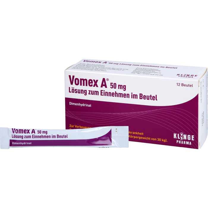 Vomex A 50 mg Beutel gegen Reisekrankheit, 12 St. Beutel