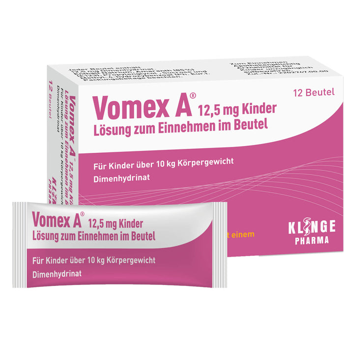 Vomex A 12,5 mg Kinder Beutel gegen Reisekrankheit, 12 pcs. Sachets