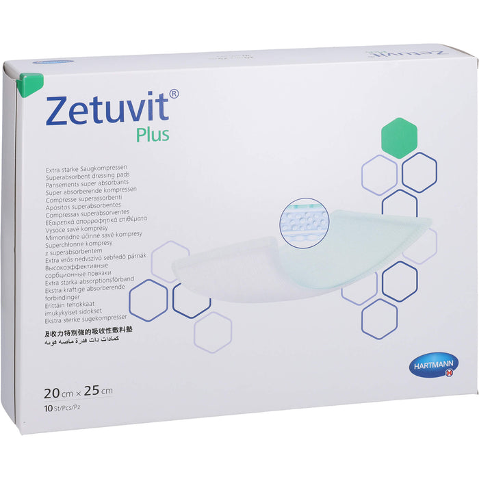 ZETUVIT Plus extrastarke Saugkompr.steril 20x25 cm, 10 St KOM