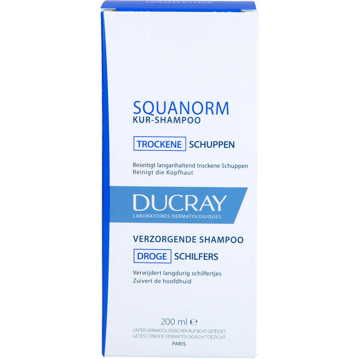 DUCRAY SQUANORM Kur-Shampoo beseitigt langanhaltend trockene Schuppen und reinigt die Kopfhaut, 200 ml Solution