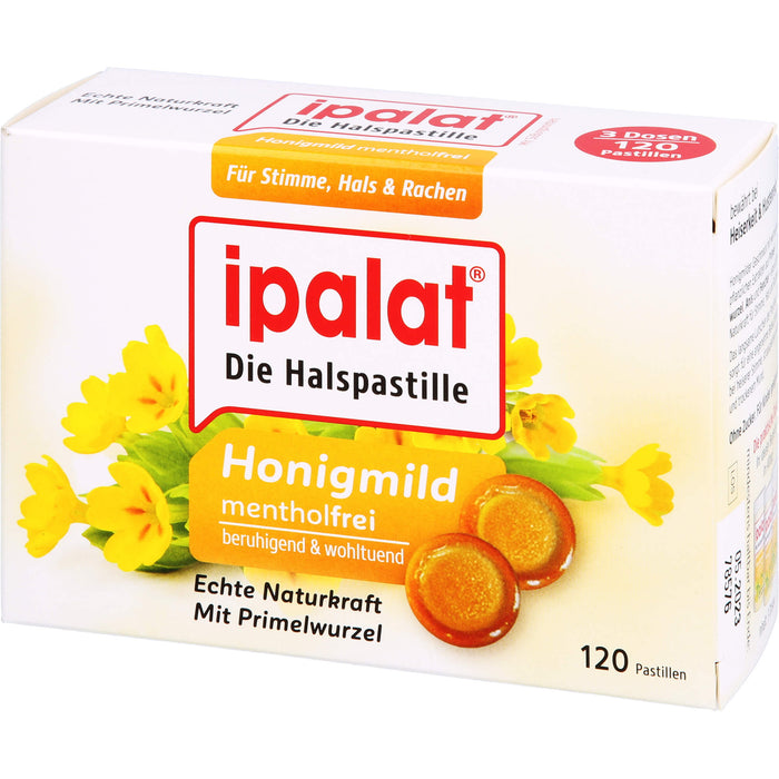 Ipalat Halspastillen honigmild o.Menthol zuckerfr., 120 St. Pastillen