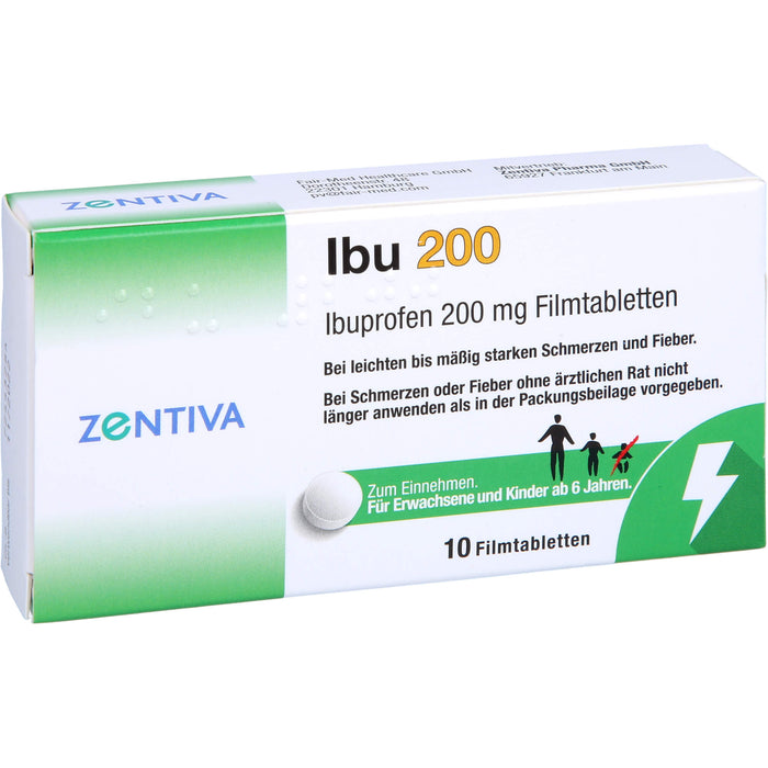 ZENTIVA Ibu 200 Filmtabletten bei Schmerzen und Fieber, 10 pc Tablettes