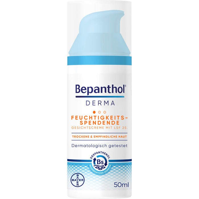 Bepanthol Derma feuchtigkeitsspendende Gesichtscreme LSF 25 für trockene und empfindliche Haut, 50 ml Cream