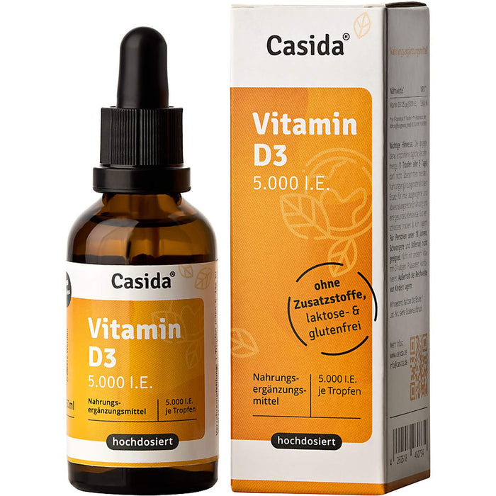 Casida Vitamin D3 Tropfen Vital 5000 I.E. unterstützt das Immunsystem, 50 ml Solution