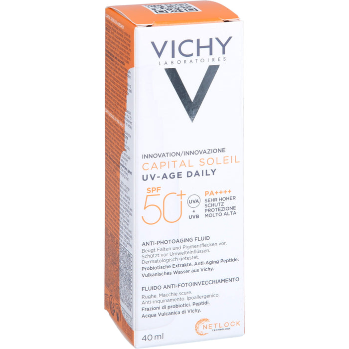 VICHY Capital Soleil UV-Age Daily LSF 50+ Fluid beugt Falten und Pigmentflecken vor, 40 ml Creme