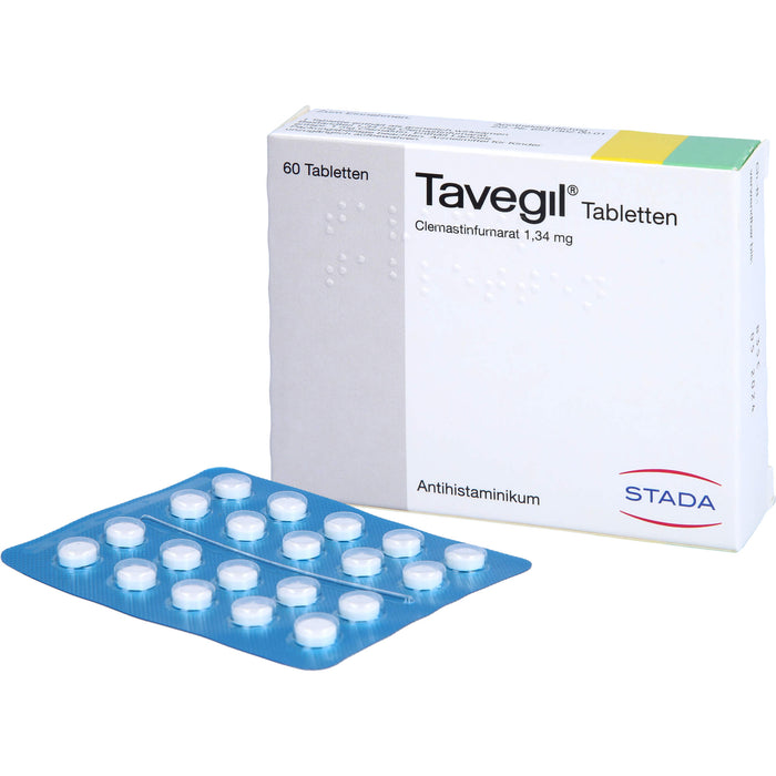 Tavegil Tabletten zur Symptomlinderung bei Heuschnupfen, Juckreiz und Nesselsucht, 60 pc Tablettes