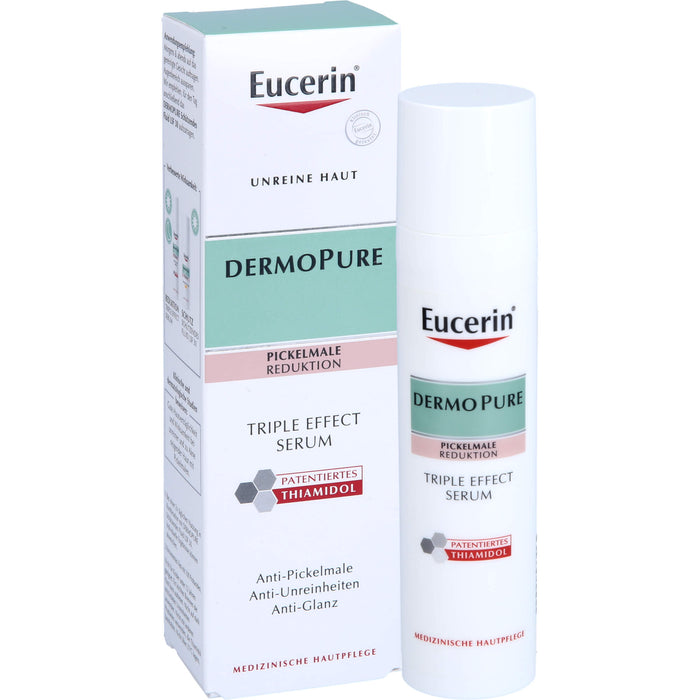 Eucerin Dermopure Triple Effect Gesichtsserum gegen unreine Haut, Pickelmale und glänzende Haut, 40 ml Lösung