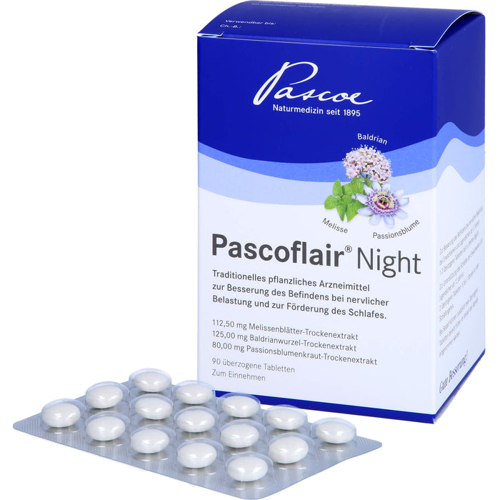 Pascoflair Night Tabletten zur Besserung des Befindens bei nervlicher Belastung und zur Förderung des Schlafes, 90 St. Tabletten