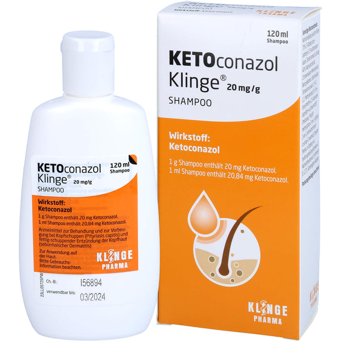 KETOconazol Klinge 20 mg/g Shampoo zur Behandlung und zur Vorbeugung bei Kopfschuppen, 120 ml Cream