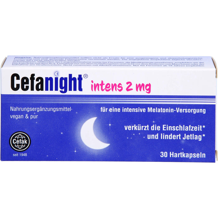 Cefanight intens 2 mg Tabletten verkürzt die Einschlafzeit und lindert Jetlag, 30 pc Tablettes