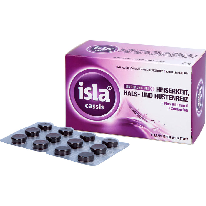 isla cassis Pastillen Linderung bei Heiserkeit, Hals-und Hustenreiz, 120 pc Pastilles