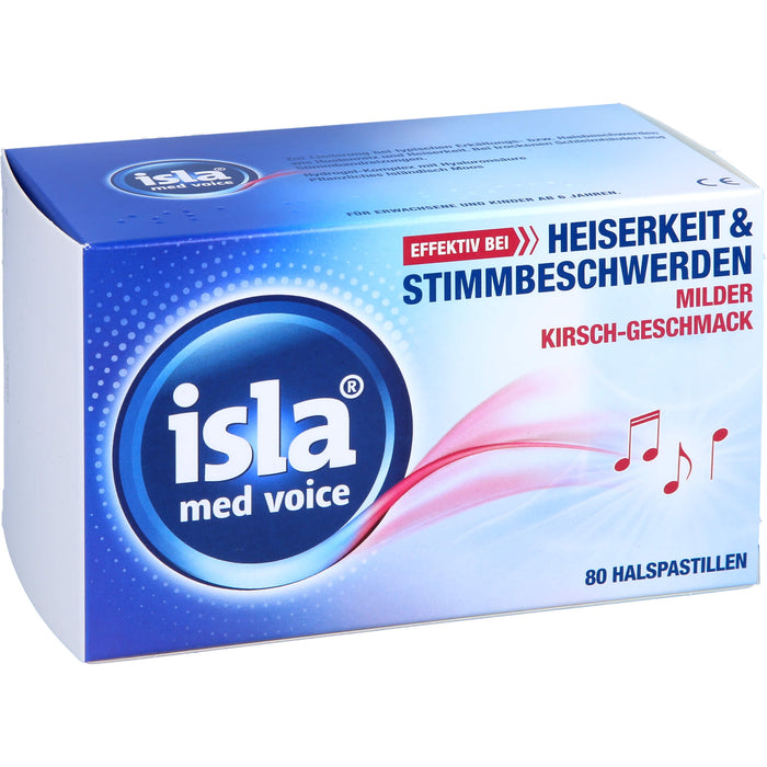 isla med voice Pastillen effektiv bei Heiserkeit und Stimmbeschwerden mit mildem Kirsch-Geschmack, 80 pcs. Pastilles