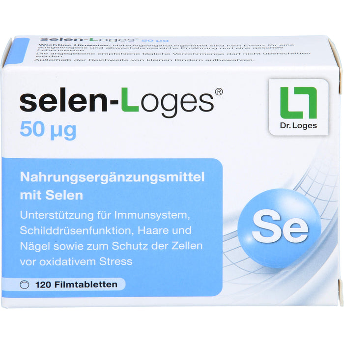 selen-Loges 50 µg Filmtabletten unterstützt das Immunsystem, die Schilddrüsenfunktion, Haare und Nägel, 120 St. Tabletten