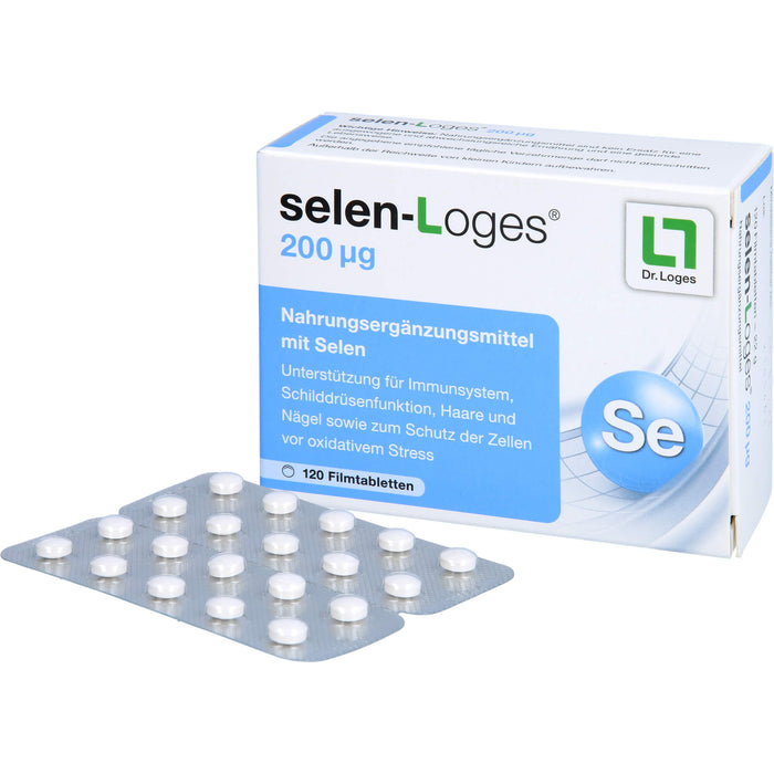 selen-Loges 200 µg Tabletten Unterstützung fürs Immunsystem, Schilddrüsenfunktion, Haare und Nägel sowie zum Schutz der Zellen vor oxidativem Stress, 120 pcs. Tablets