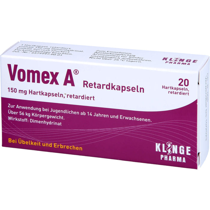 Vomex A 150 mg Retardkapseln 150 mg bei Übelkeit und Erbrechen, 20 pc Capsules