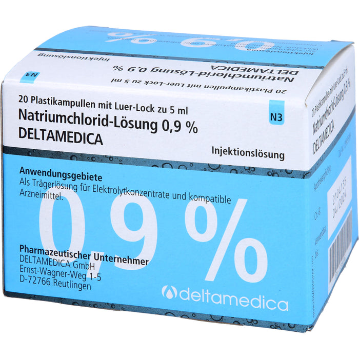 Natriumchlorid-Lösung 0,9 % Deltamedica, Injektionslösung, Luer -Lo Pl., 5 ml, 20X5 ml ILO