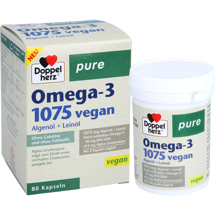 Doppelherz Omega-3 1075 vegan pure, 80 St. Kapseln