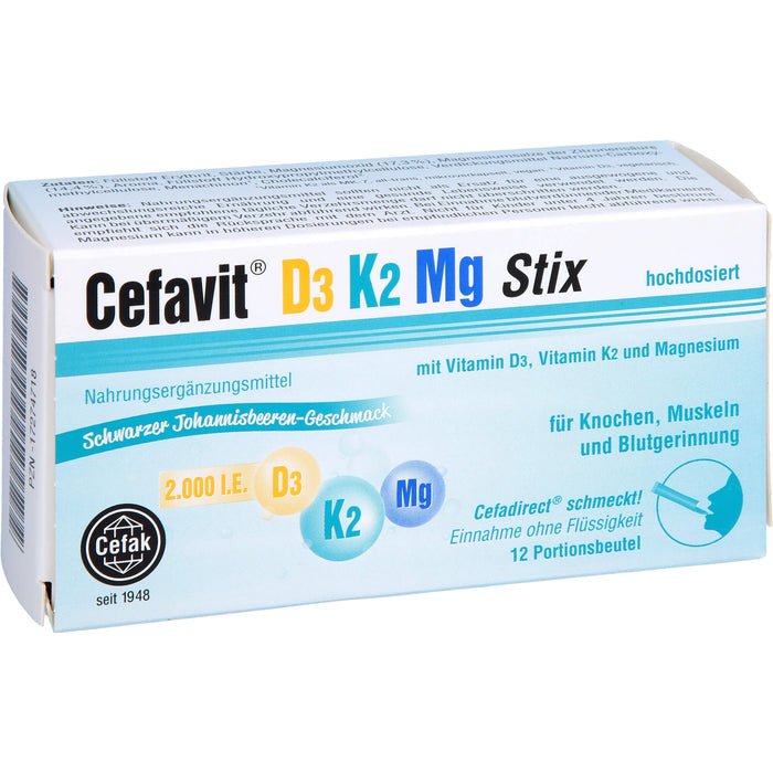 Cefavit D3 K2 Mg 2,000 I.E. Stix, 12 St GRA