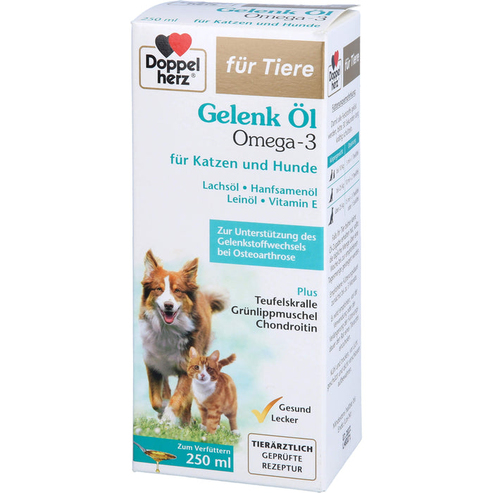 Doppelherz Gelenk Öl Omega 3 Lösung für Katzen + Hunde zur Unterstützung des Gelenkstoffwechsels bei Osteoarthrose, 250 ml Lösung