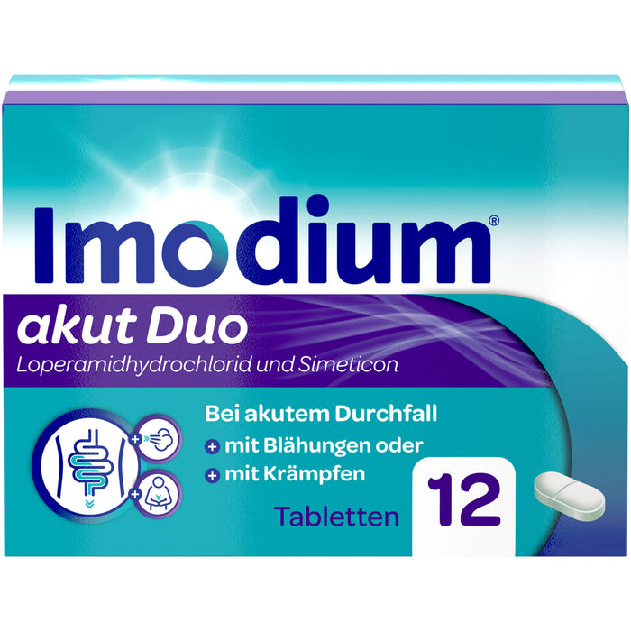 Imodium akut Duo bei akutem Durchfall mit Blähungen, 12 pcs. Tablets