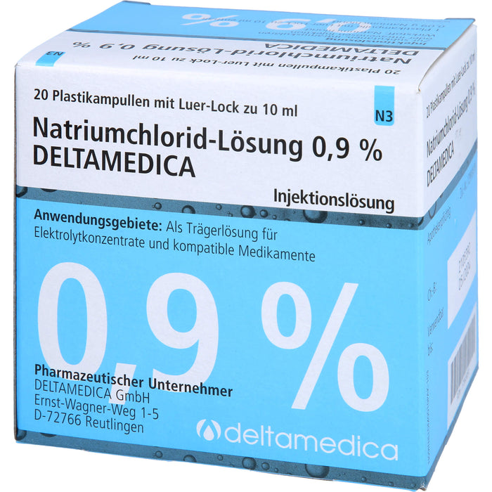 Natriumchlorid-Lösung 0,9 % Deltamedica, Injektionslösung, Luer -Lo Pl., 10 ml, 20X10 ml ILO