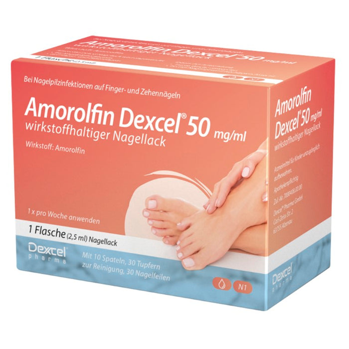 Amorolfin Dexcel 50 mg/ml Lösung bei Nagelpilzinfektionen, 2.5 ml Vernis à ongles contenant une substance active