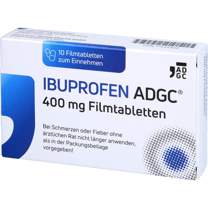 Ibuprofen ADGC 400 mg Filmtabletten bei Schmerzen oder Fieber, 10 St. Tabletten