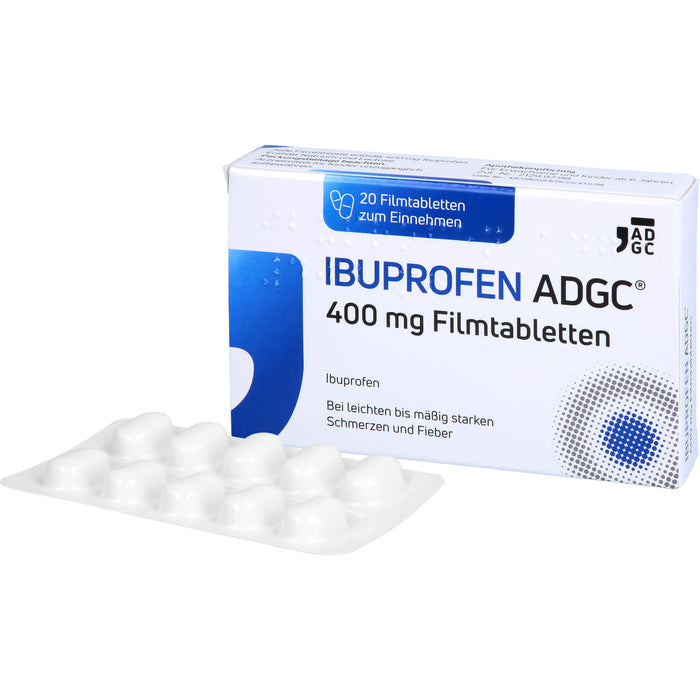 Ibuprofen ADGC 400 mg Filmtabletten bei Schmerzen oder Fieber, 20 St. Tabletten