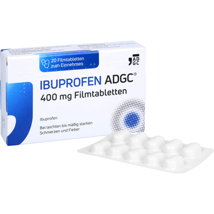 Ibuprofen ADGC 400 mg Filmtabletten bei Schmerzen oder Fieber, 20 pcs. Tablets