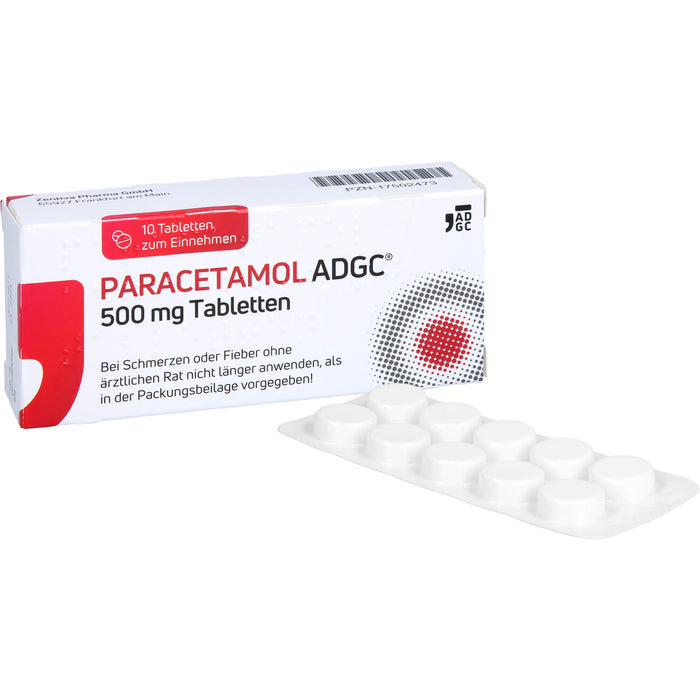 Paracetamol ADGC 500 mg Tabletten bei Schmerzen oder Fieber, 10 St. Tabletten