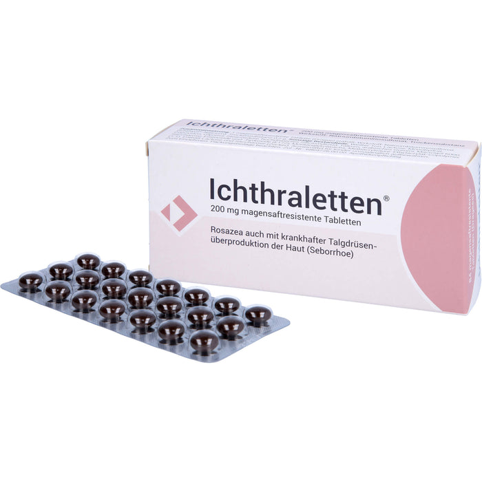 Ichthraletten 200 mg Tabletten bei Rosacea auch mit krankhafter Talgdrüsenüberproduktion der Haut, 84 pcs. Tablets