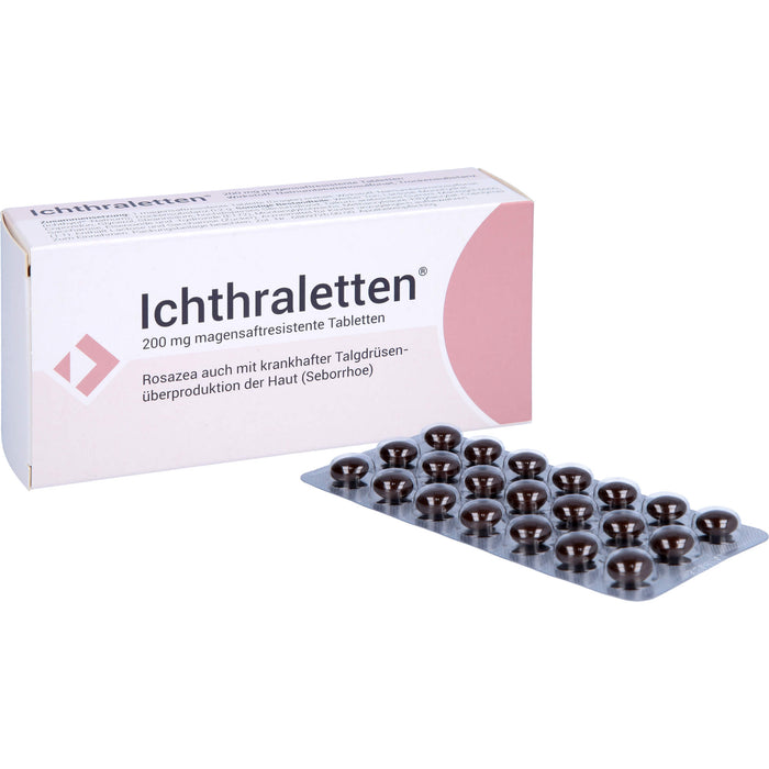 Ichthraletten 200 mg Tabletten bei Rosacea auch mit krankhafter Talgdrüsenüberproduktion der Haut, 84 pcs. Tablets