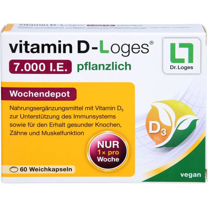 Vitamin D-Loges 7.000 I.E. pflanzliche Weichkapseln, 60 St. Kapseln