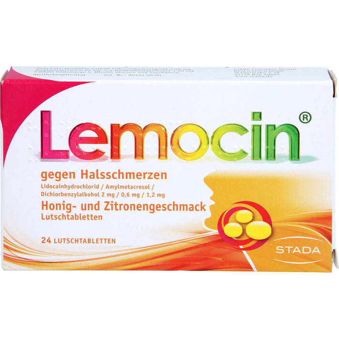 Lemocin gegen Halsschmerzen Honig-Zitrone Lutschtabletten, 24 pc Tablettes