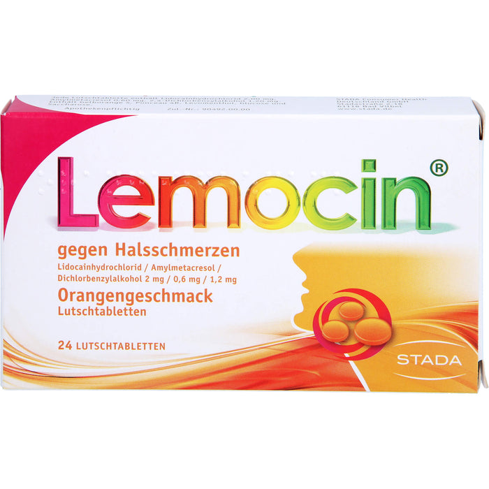 Lemocin Lutschtabletten Orangengeschmack gegen Halsschmerzen, 24 St. Tabletten