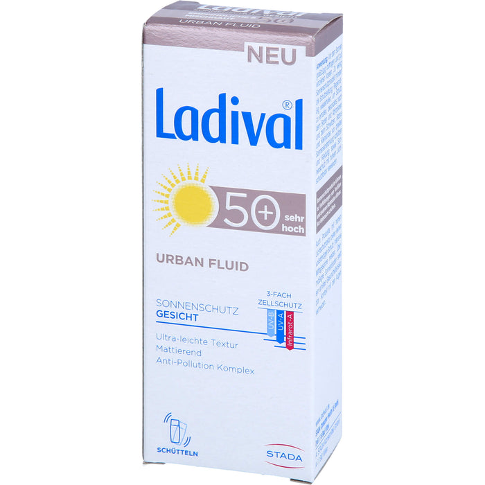 Ladival Urban Fluid LSF 50+ mattierender Gesichts-Sonnenschutz für jeden Tag mit ultra-leichter Textur und Anti-Pollution Komplex, 50 ml Crème