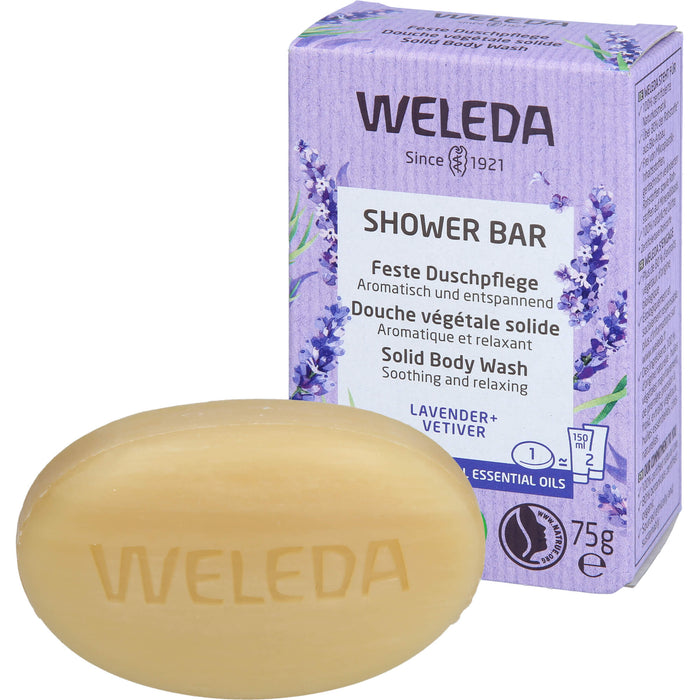 WELEDA Feste Duschpflege Lavender + Vetiver aromatisch und entspannend, 75 g bar of soap