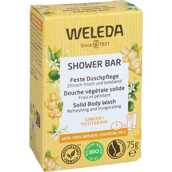 WELEDA Feste Duschpflege Ginger + Petitgrain zitrisch frisch und belebend, 75 g bar of soap