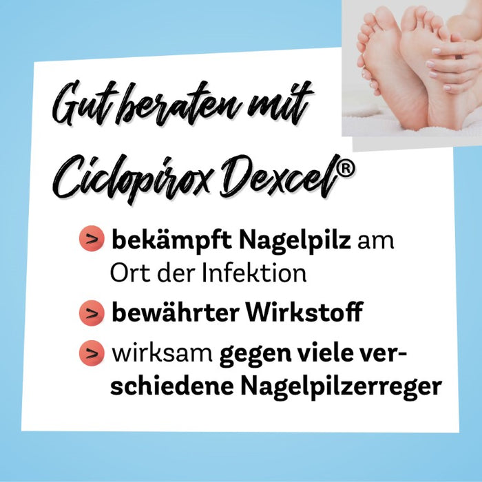 Ciclopirox Dexcel 80 mg/g Lösung wirkstoffhaltiger Nagellack bei Nagelpilzinfektionen, 3.3 ml Wirkstoffhaltiger Nagellack