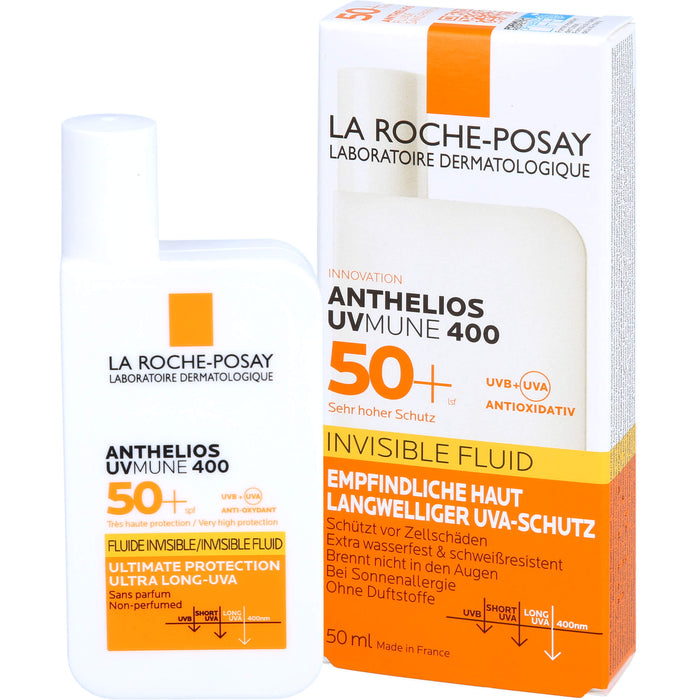 LA ROCHE-POSAY Anthelios UVMune 400 Invisible Fluid LSF 50+ für empfindliche Haut, 50 ml Cream