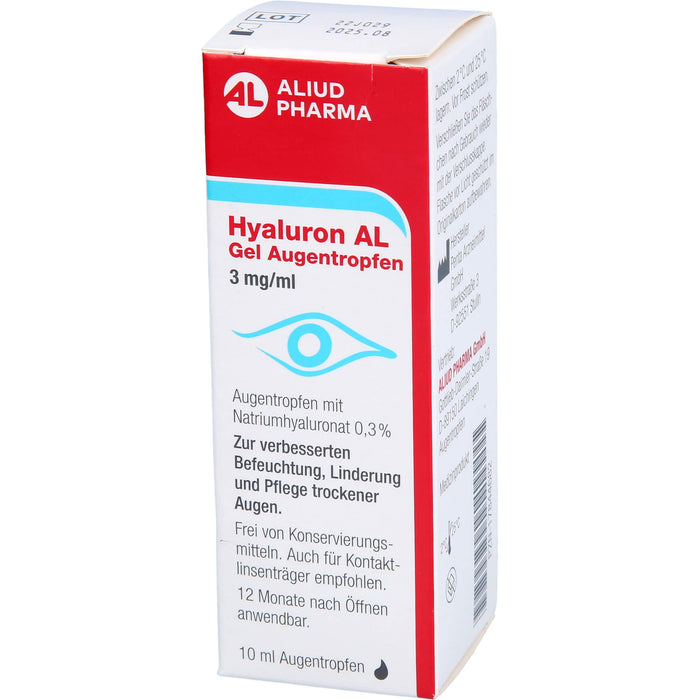 Hyaluron AL Gel Augentropfen 3 mg/ml zur intensiven Befeuchtung trockener Augen, 10 ml Solution