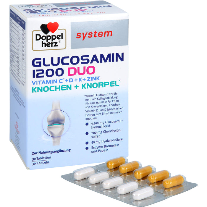 Doppelherz Glucosamin 1200 Duo für Knochen und Knorpel Tabletten und Kapseln, 60 pc Comprimés et gélules