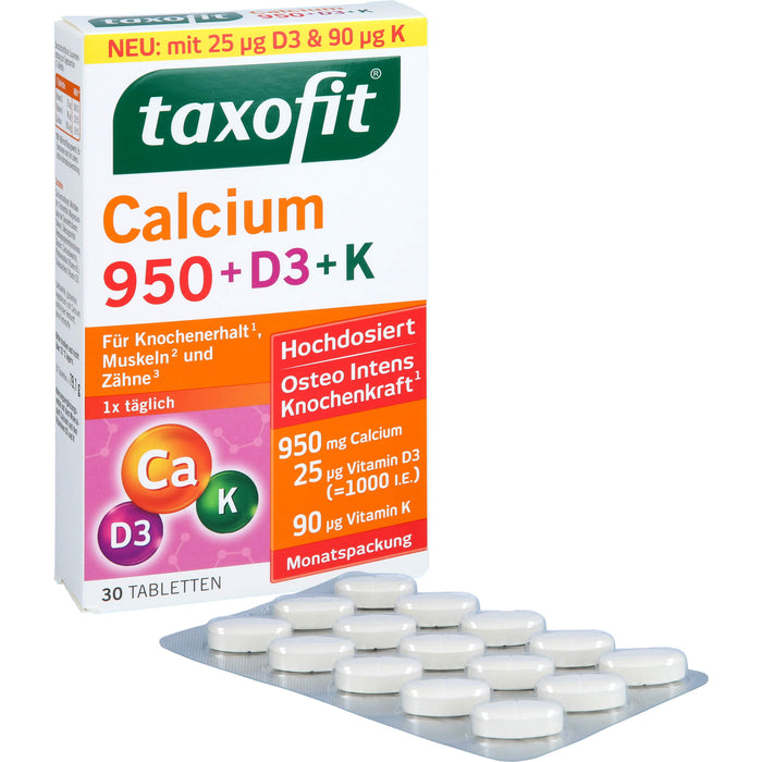 taxofit Calcium 950 + D3 + K, 30 St TAB