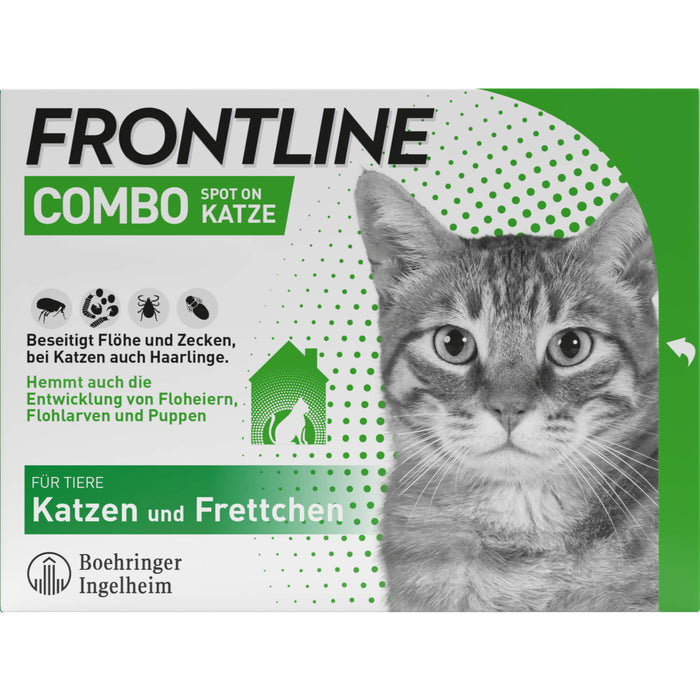 FRONTLINE Combo Spot on Pipetten gegen Flöhe und Zecken für Katzen und Frettchen, 6 pc Pipettes