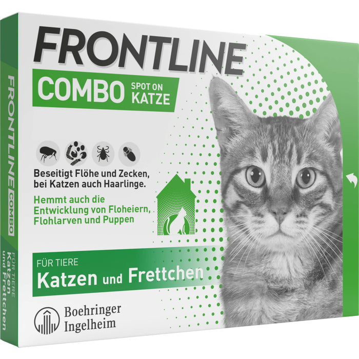 FRONTLINE Combo Spot on Pipetten gegen Flöhe und Zecken für Katzen und Frettchen, 6 pcs. Pipettes