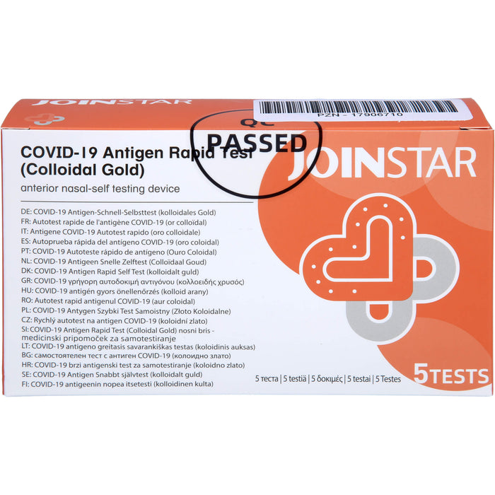 Joinstar COVID-19 Antigen Rapid Test Colloidal Gol, 5 pc Bandelettes réactives