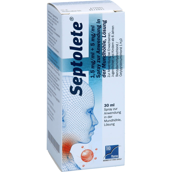 Septolete 1,5 mg/ml + 5 mg/ml Spray zur Anwendung in der Mundhöhle, Lösung, 30 ml SPR